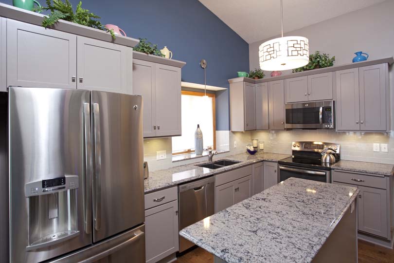Project Feature: Greige Painted Cabinets  |  Apple Valley Kitchen Remodel MN