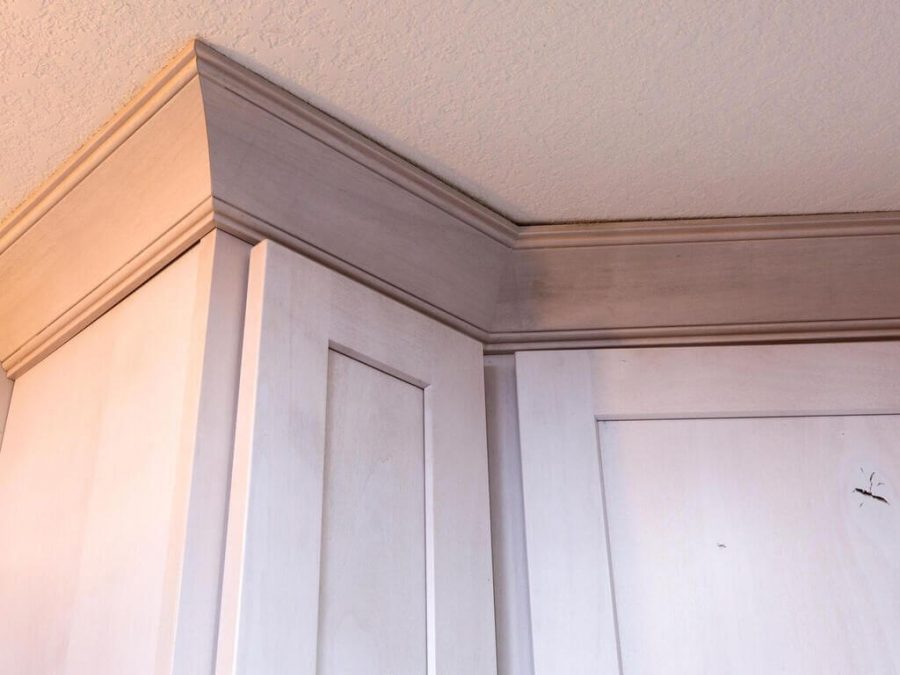 two tone kitchen cabinet detail
